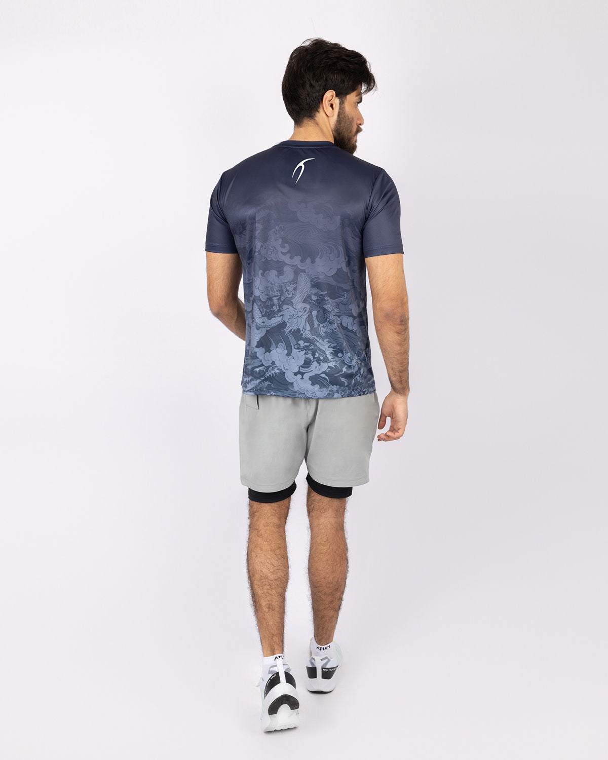 Round Printed Navy T-Shirt-Atum -43993668