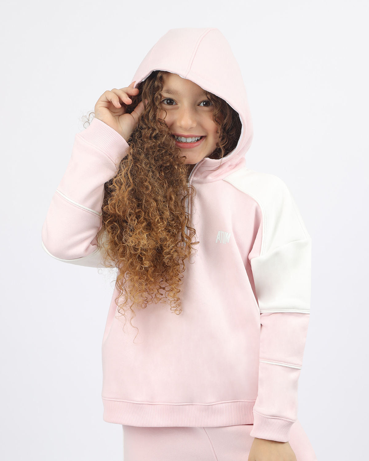 Girl's Quarter Pink Zip Hoodie-Atum -61967578