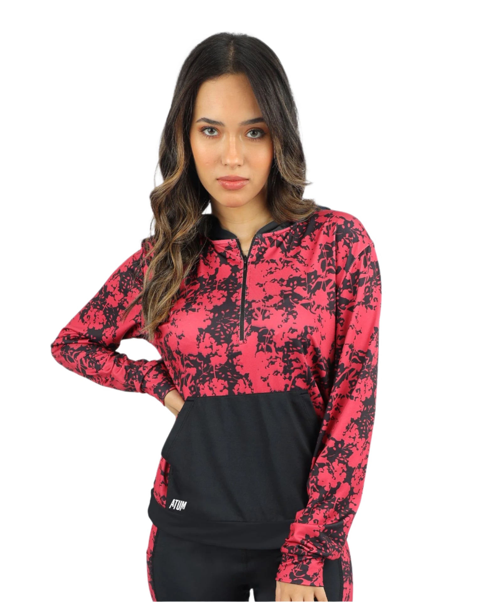 Long Sleeves Women's Black Hoodie-Atum -36257358