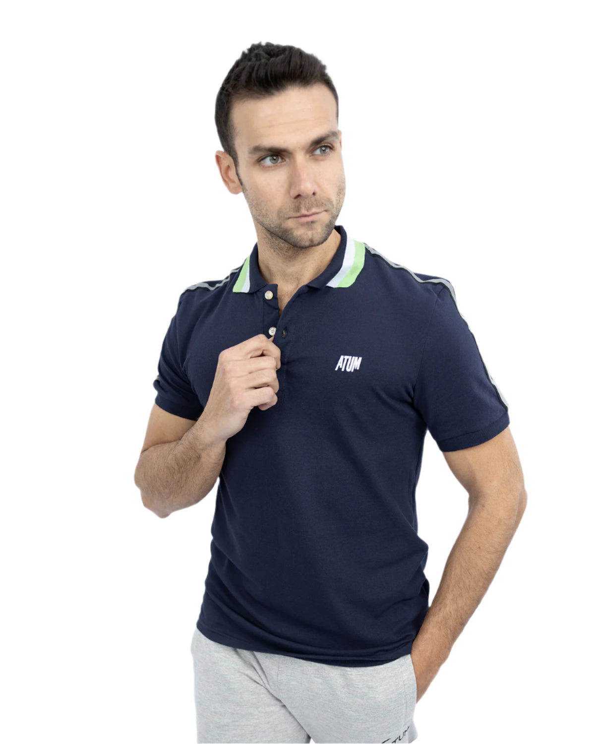 Stripped Neck Navy Polo Shirt