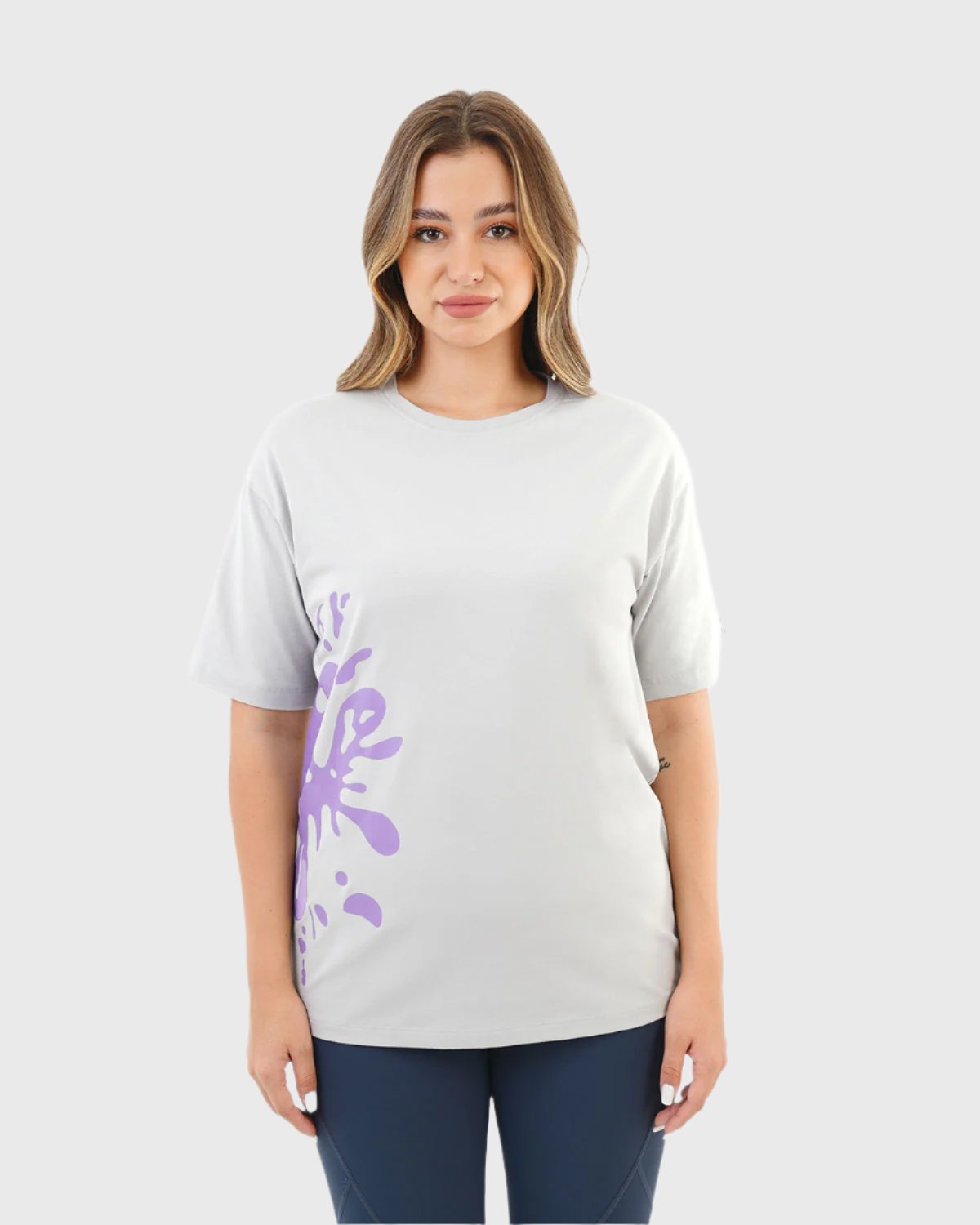Oversized Splash Gray T-Shirt-Atum -53951960
