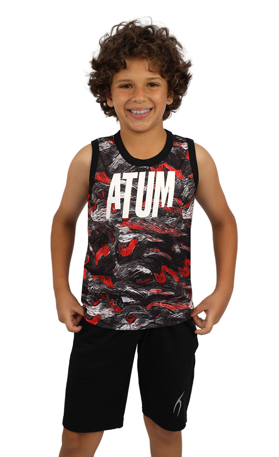 Boy's Printed Red Tank Top-Atum -42552629