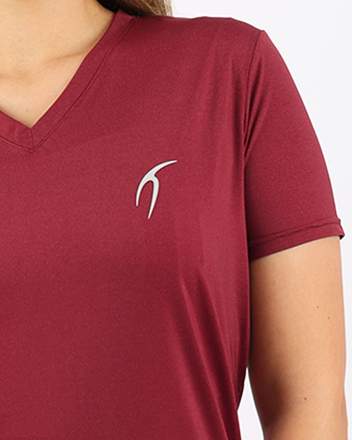 V Neck Training Burgundy Top-Atum -25863127