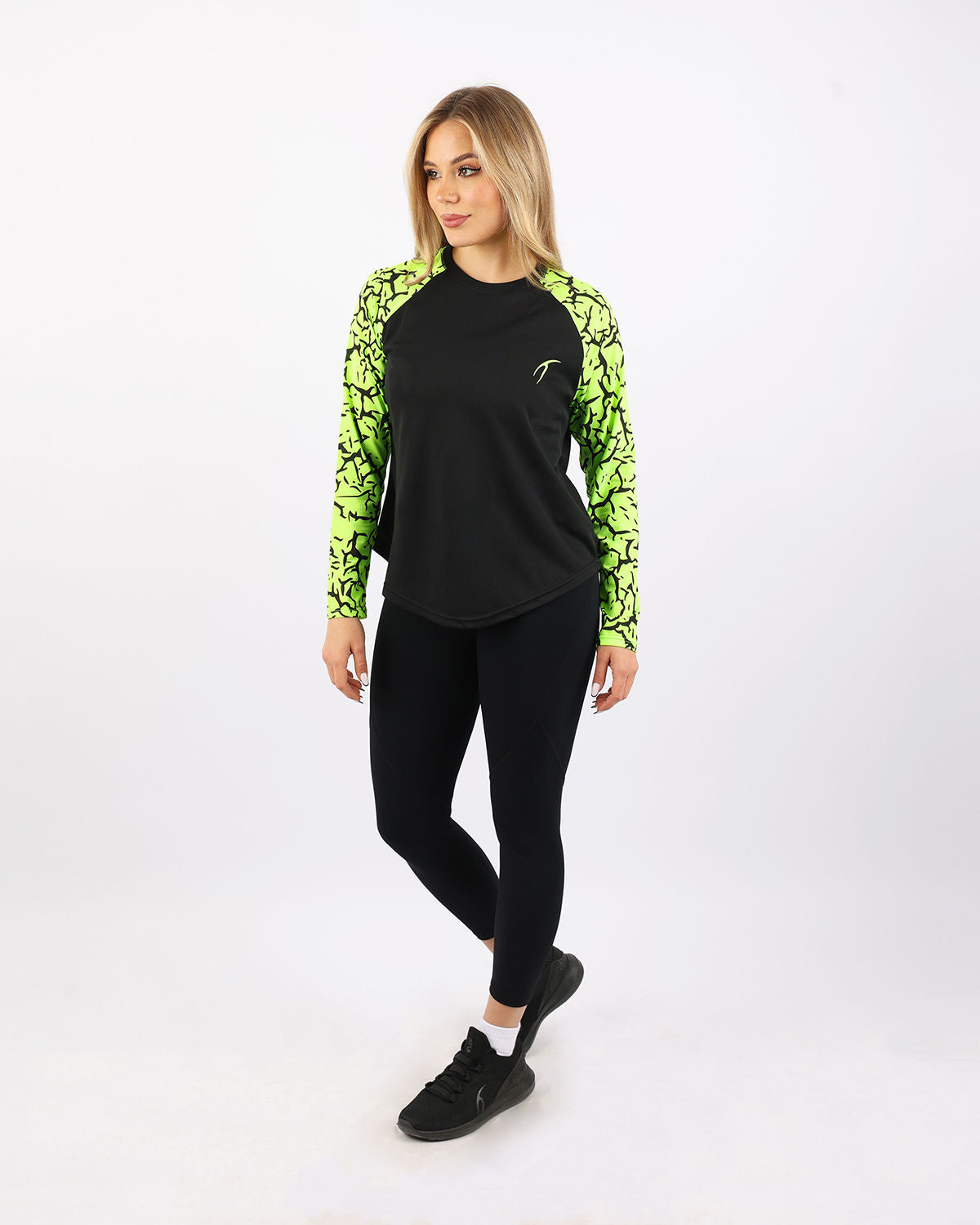 Crew Neck Long Sleeve Green Top-Atum -51638024