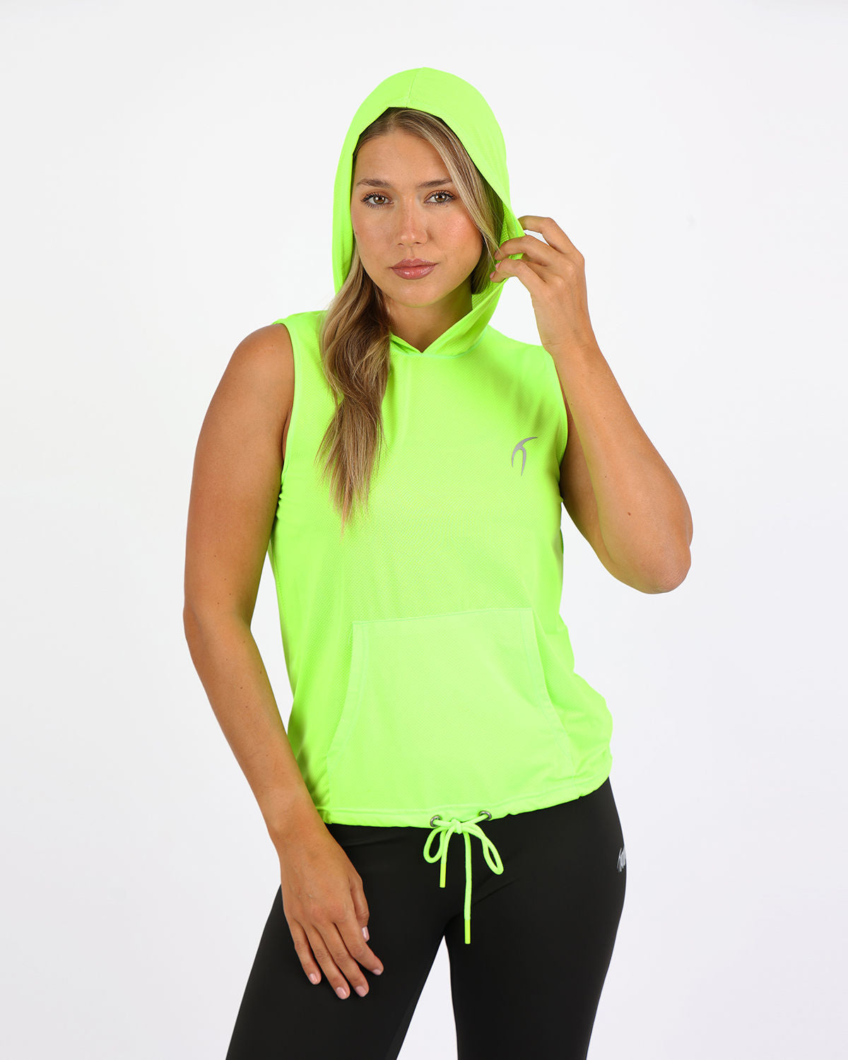 Sleeveless Breathable Lime Green Women's Hoodie-Atum -16865016