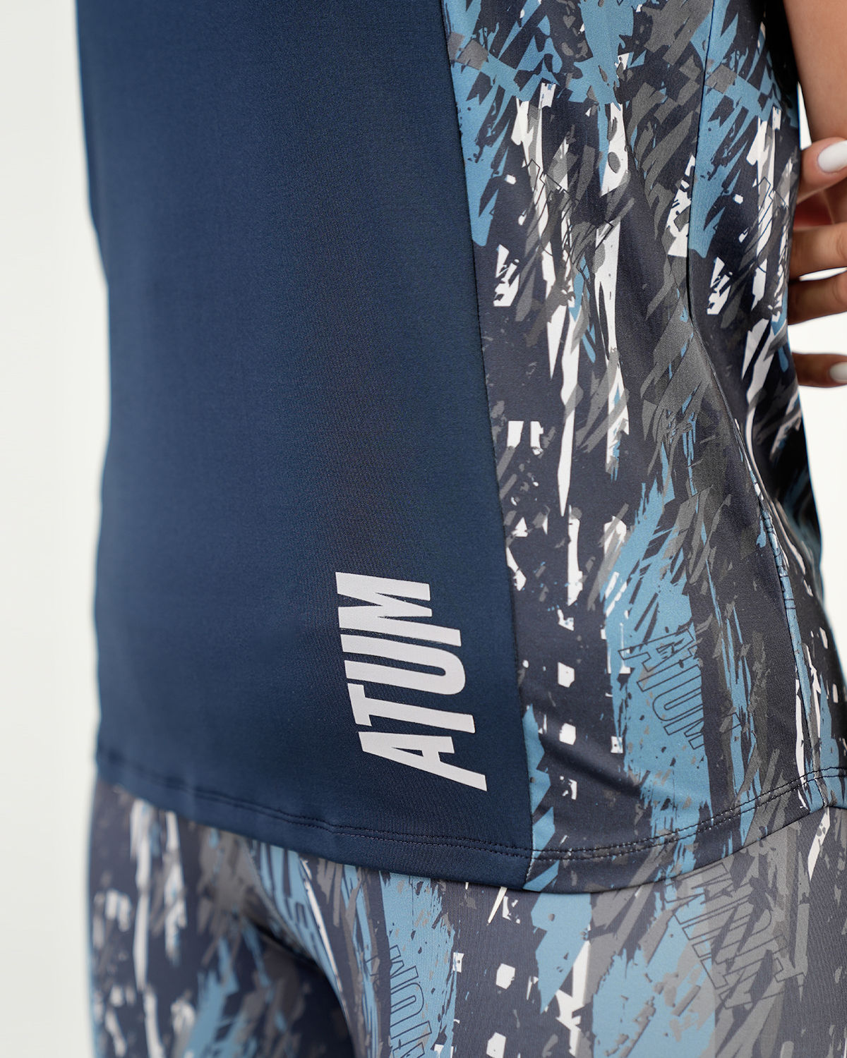 Marble Printed Navy Tank Top-Atum -41980368