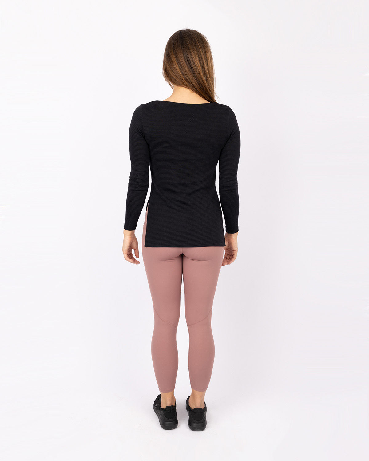 Cotton Rib Long Sleeve Black T-Shirt-Atum -79736450