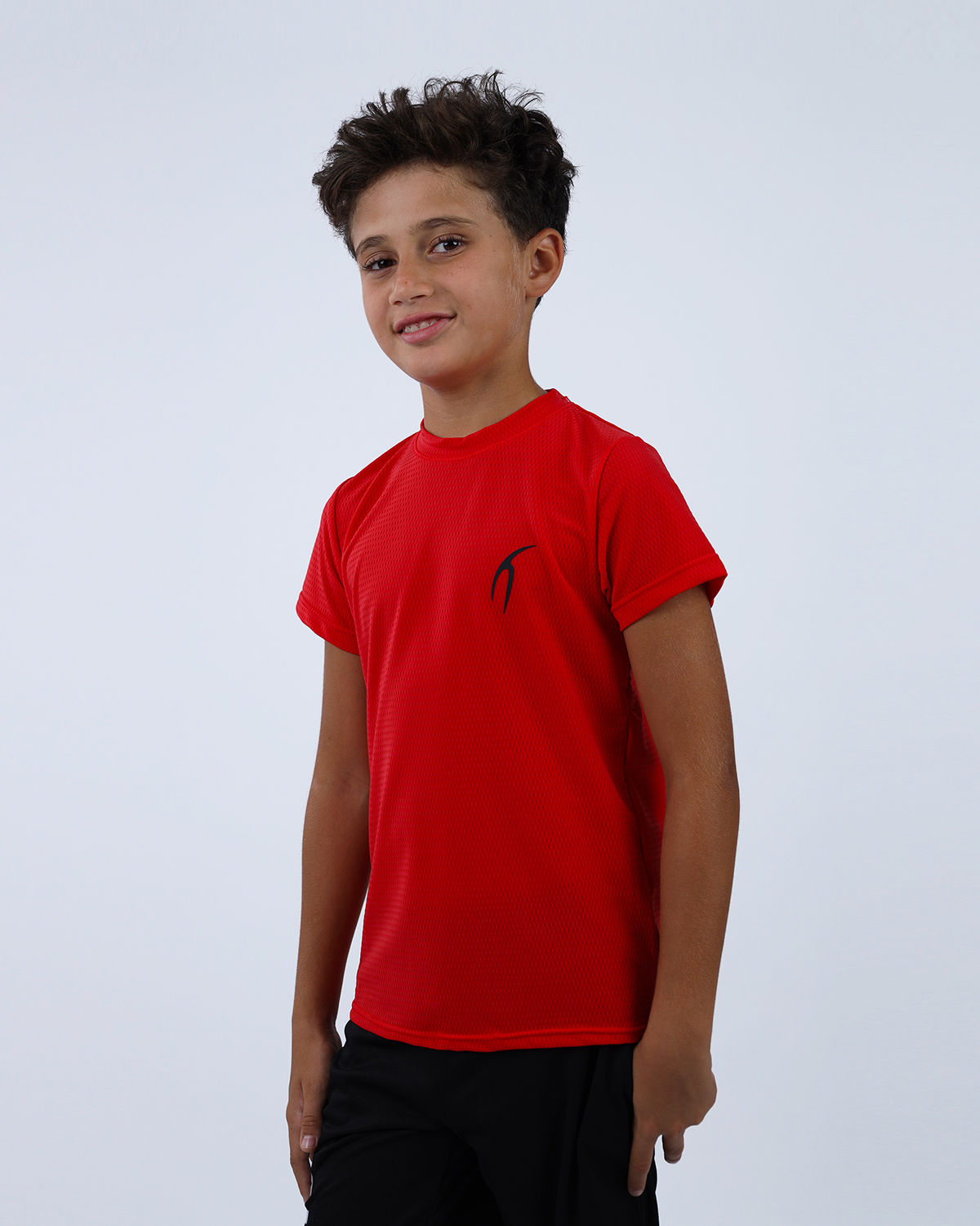 Crew Neck Short Sleeve Red Breathable Top-Atum -92228008