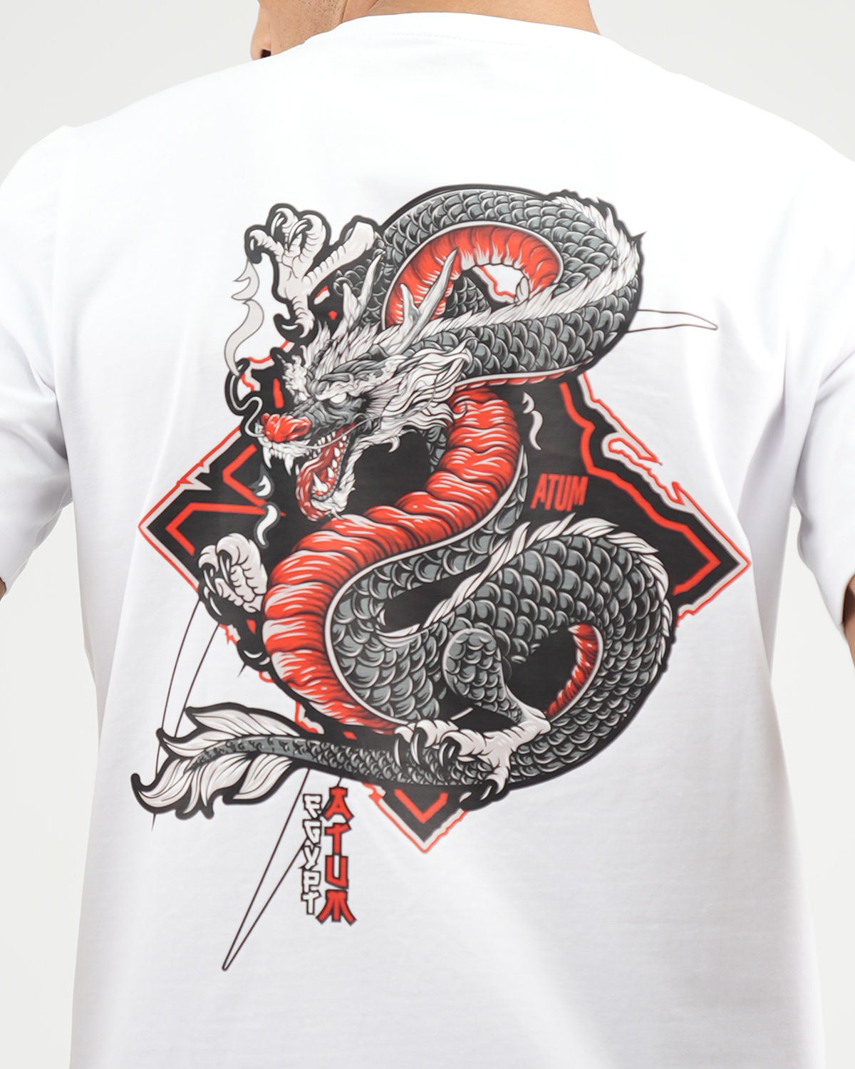 Dragon Strike Graphic White T-Shirt-Atum -86838008