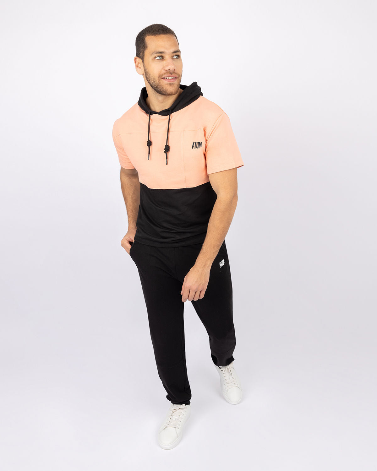 Half Sleeve Coral Hoodie-Atum -22626728