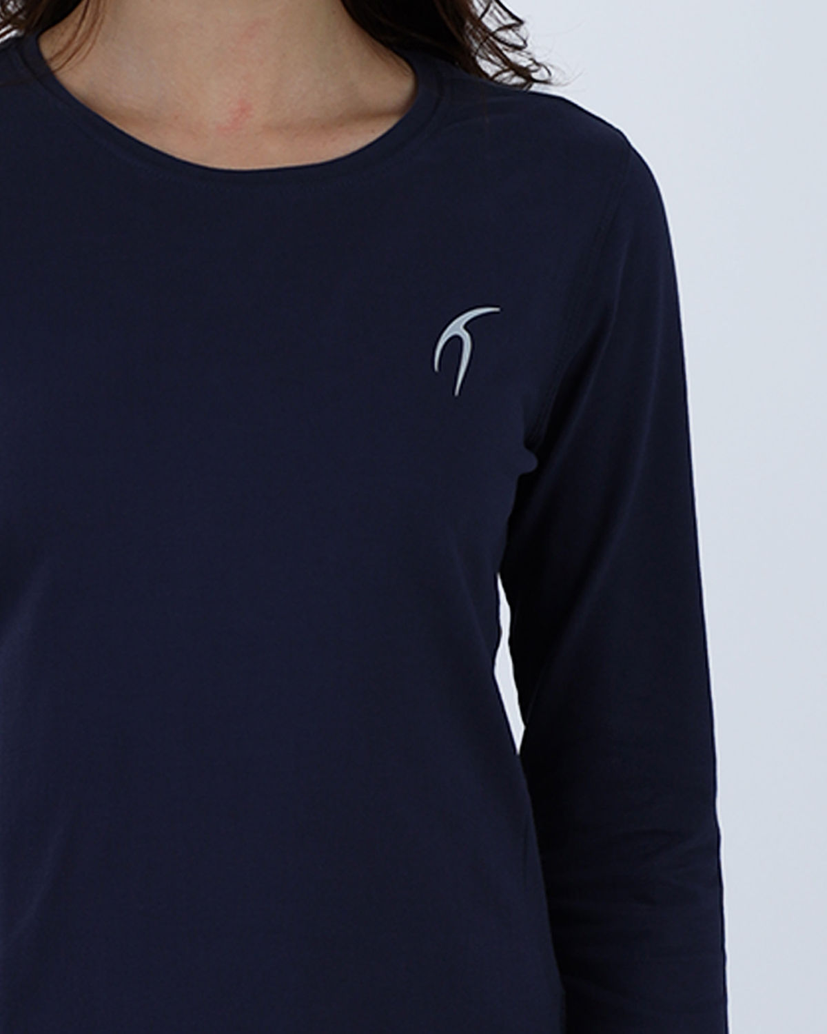 Basic Long Sleeve Navy T-Shirt-Atum -21437818