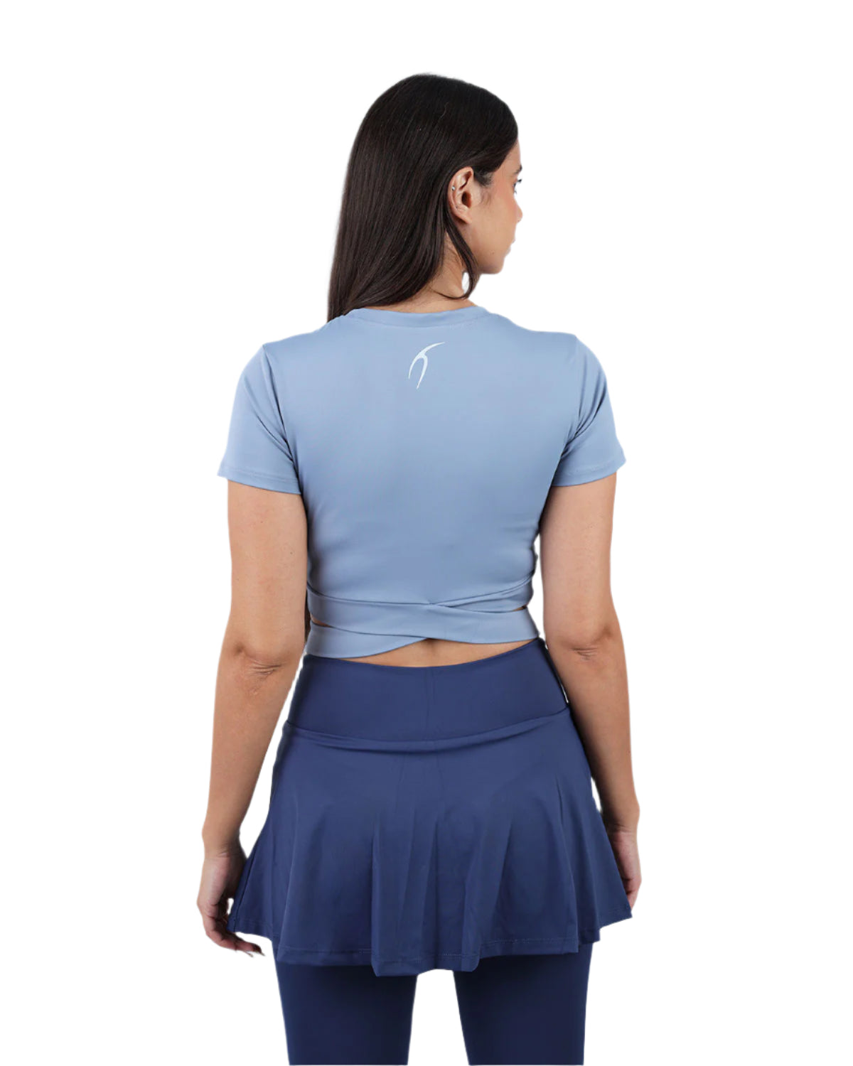 Twisted Short Sleeves Blue Crop Top-Atum -83283707