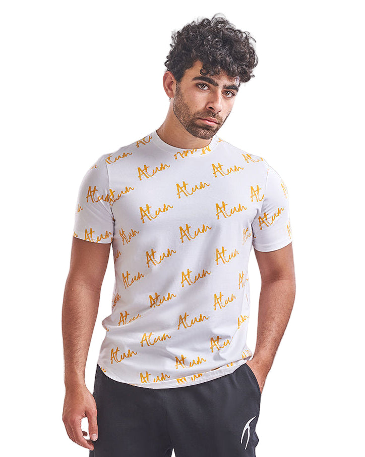 Men's Basic Printed White T-Shirt-Atum -57965392