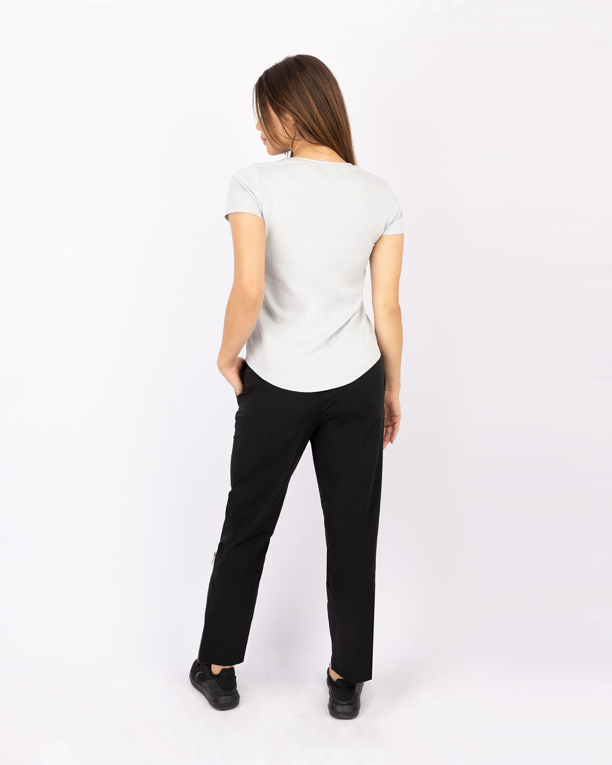 Slit Zipper Black Women's Pants-Atum -90623290