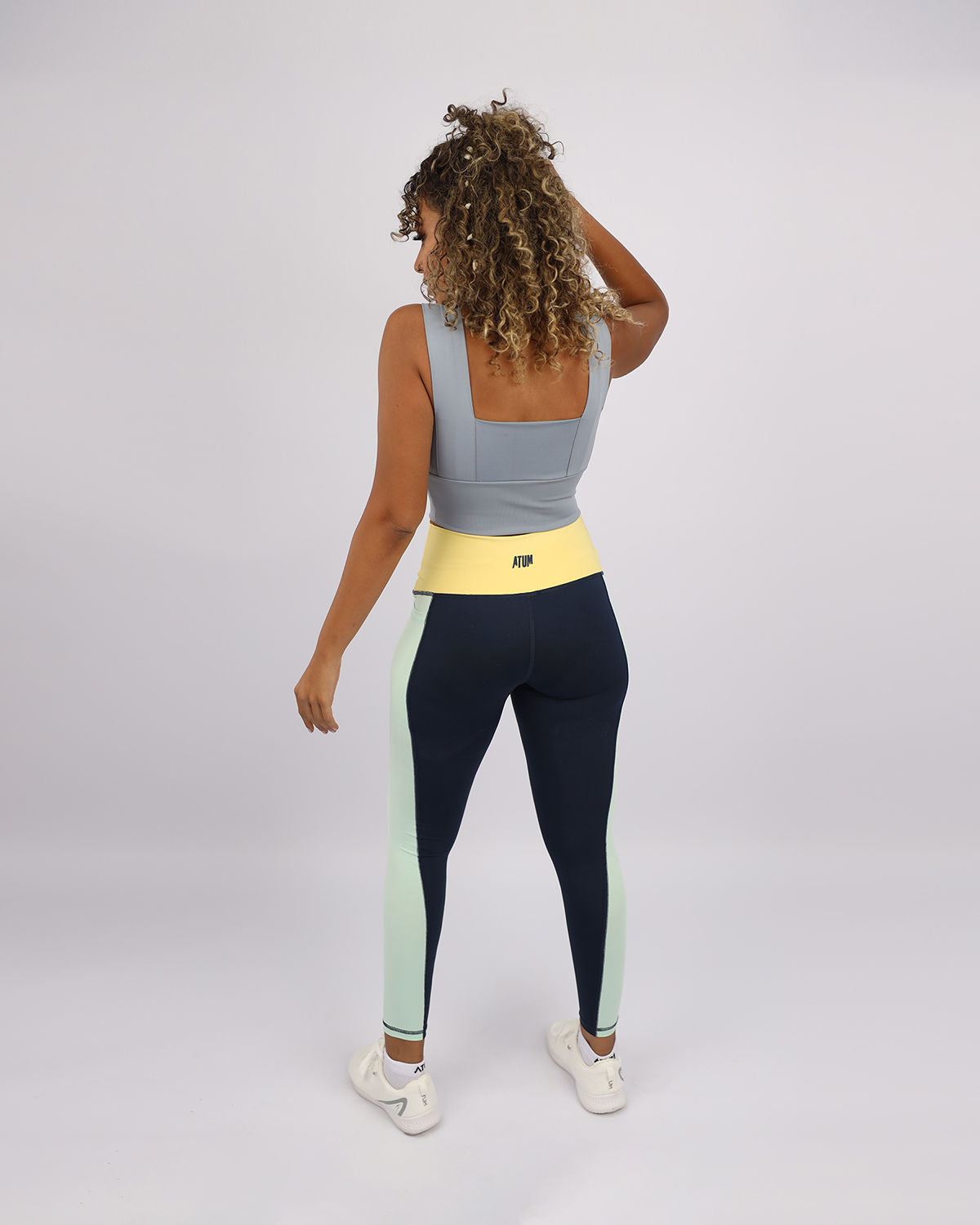 High Waist Women's Navy Leggings-Atum -14271098