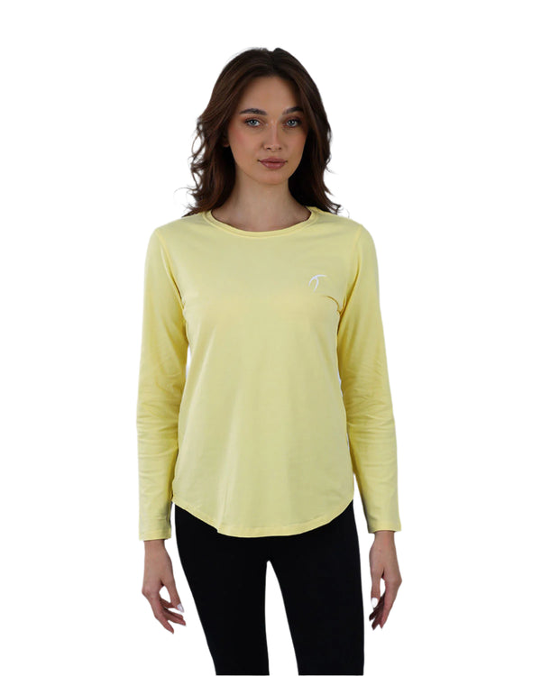 Basic Long Sleeve Yellow T-Shirt-Atum -52332600