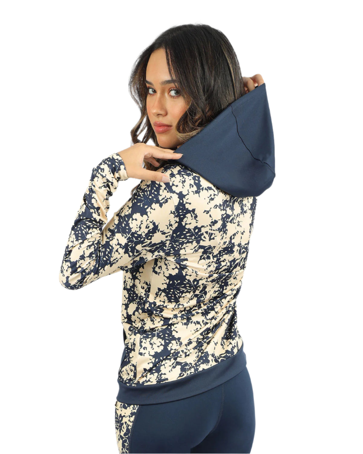 Long Sleeves Women's Navy Hoodie-Atum -43295545
