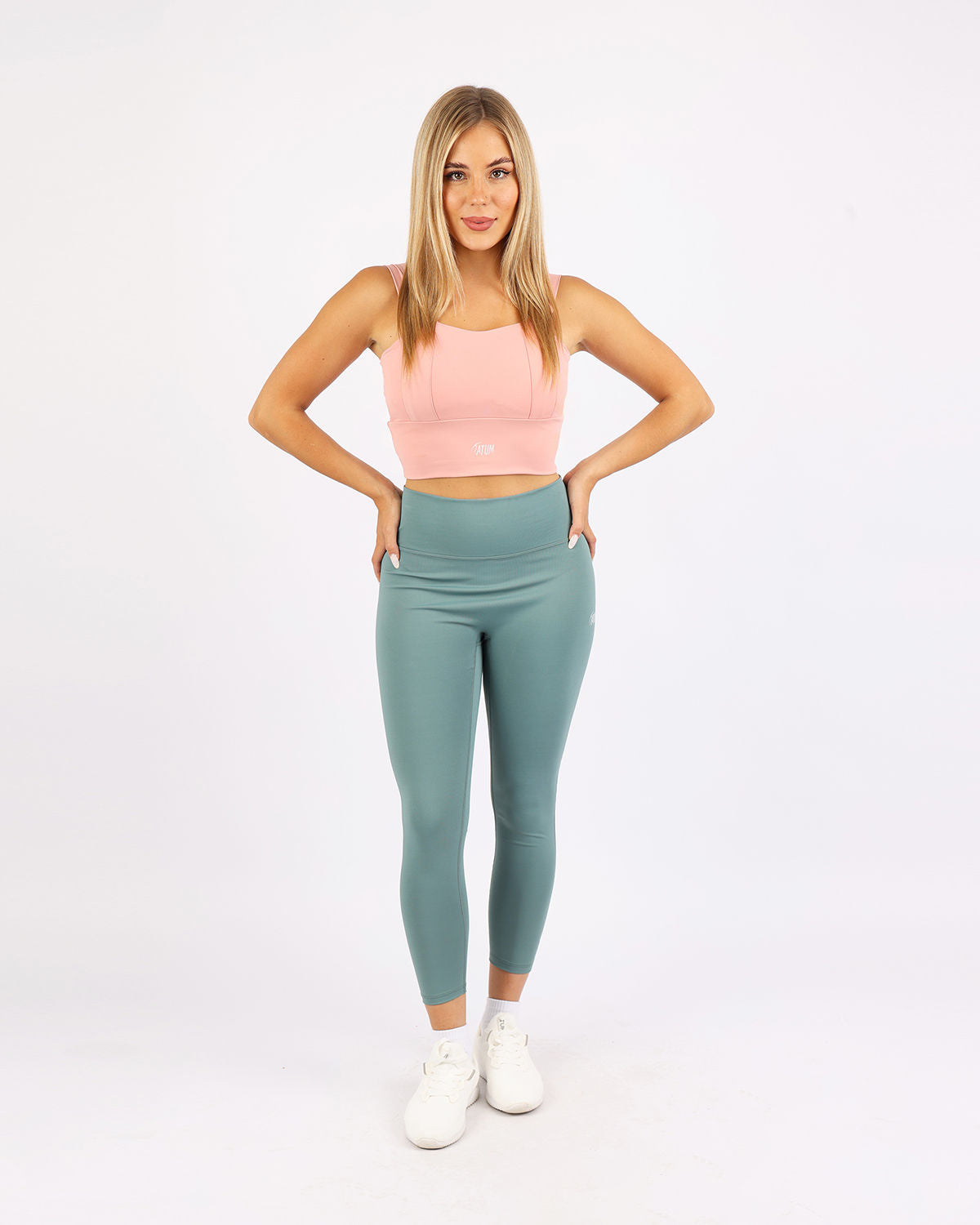 Curve Accent High-Rise Green Leggings-Atum -89328953