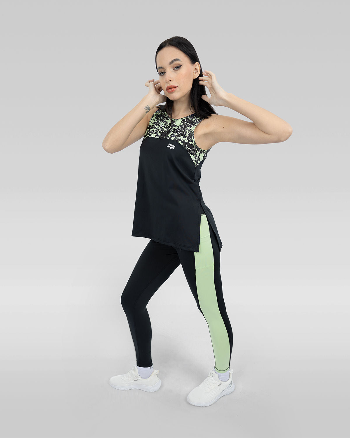 Printed Black Tank Top-Atum -613715