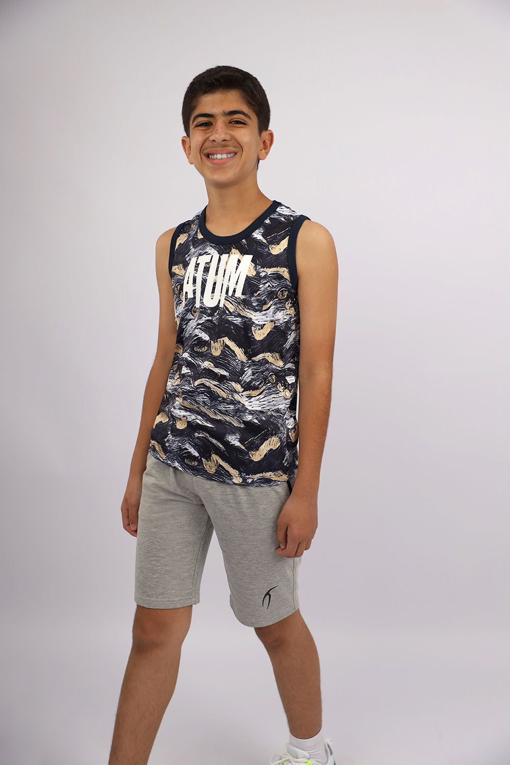 Boy's Printed Navy Tank Top-Atum -51499232