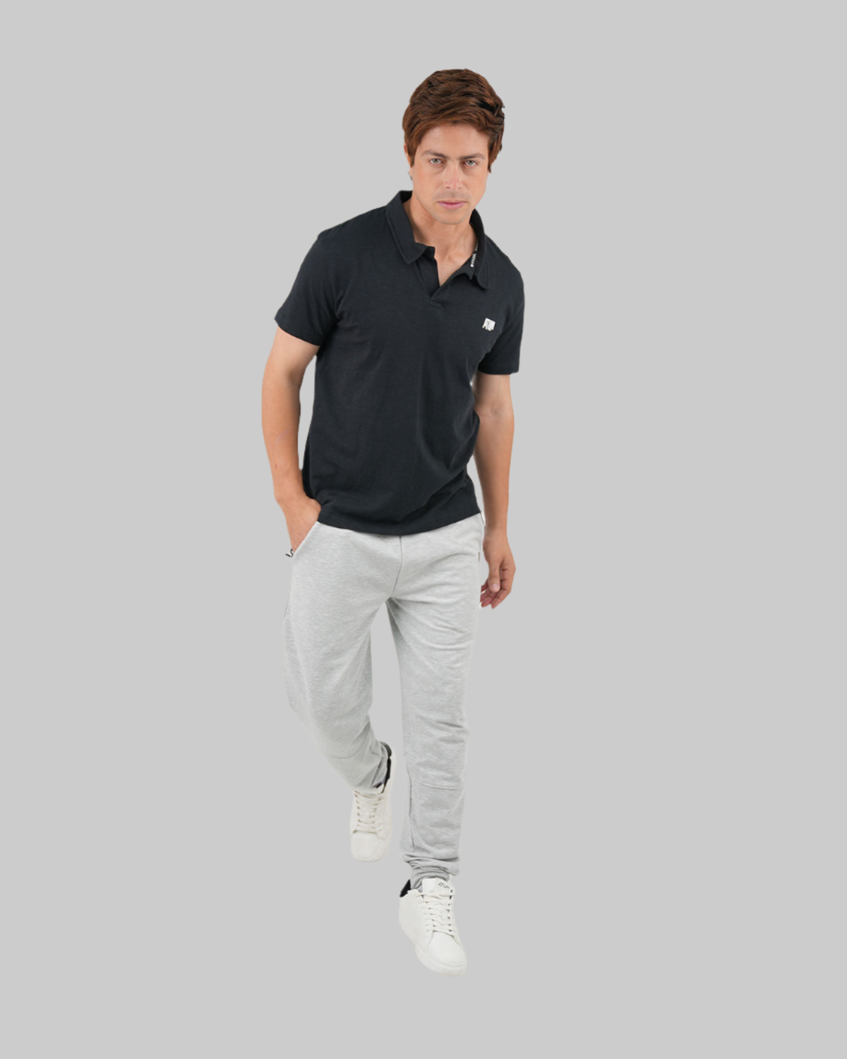 Comfort Slub Black Polo Shirt-Atum -46344738