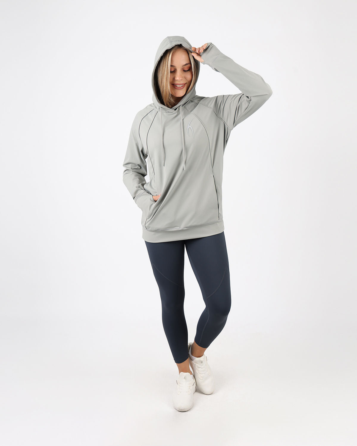 Long-Sleeve Training Gray Hoodie-Atum -43926504