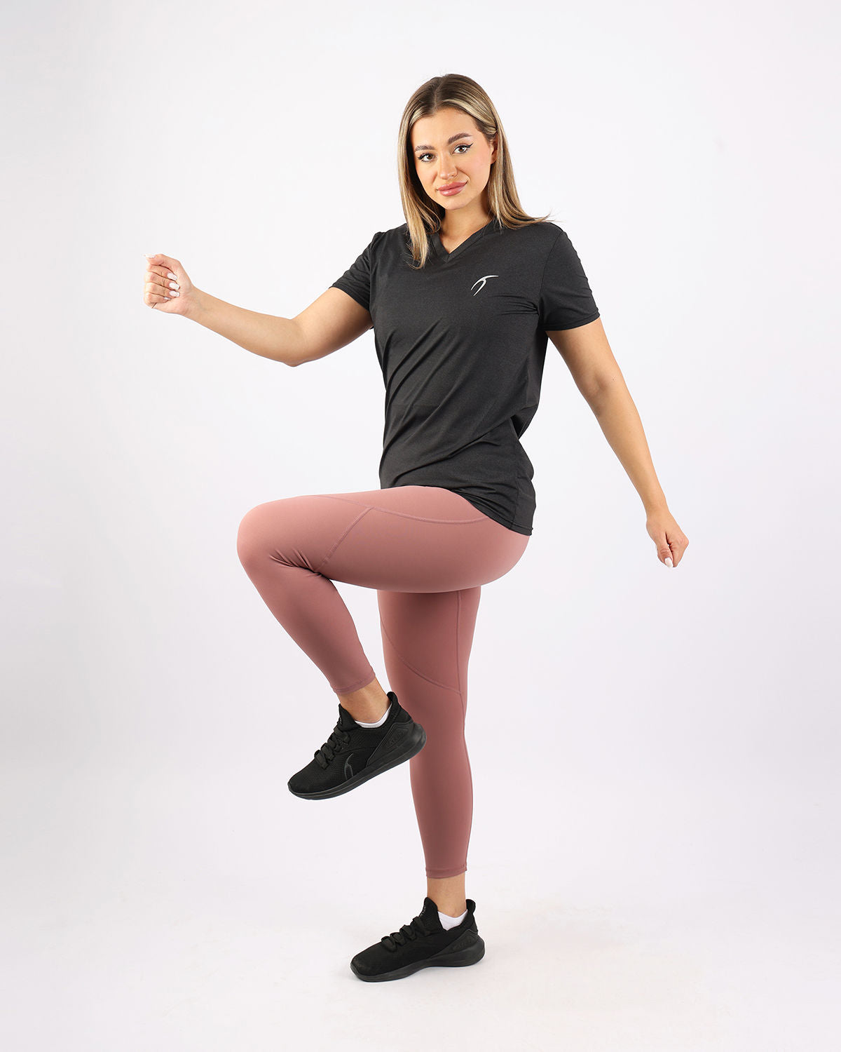 V Neck Training Black Top-Atum -42933964
