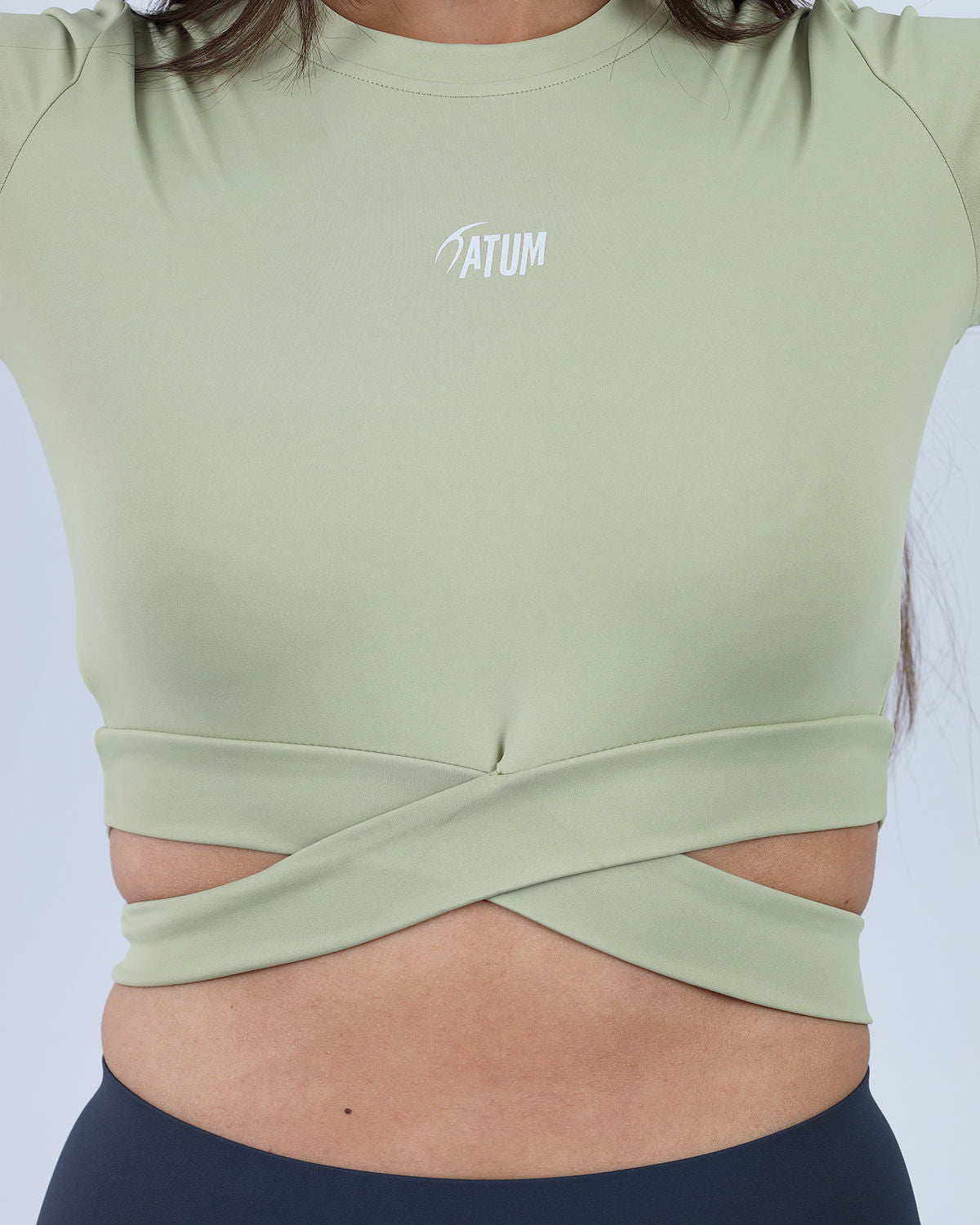 Twisted Short Sleeves Green Crop Top-Atum -75870894