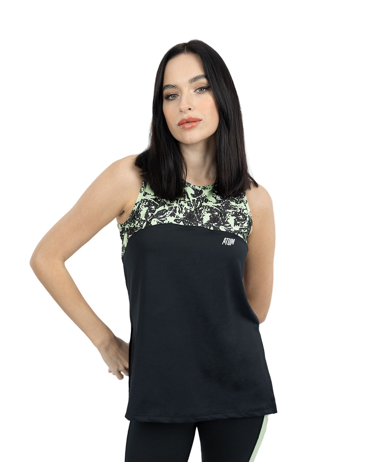 Printed Black Tank Top-Atum -77332481
