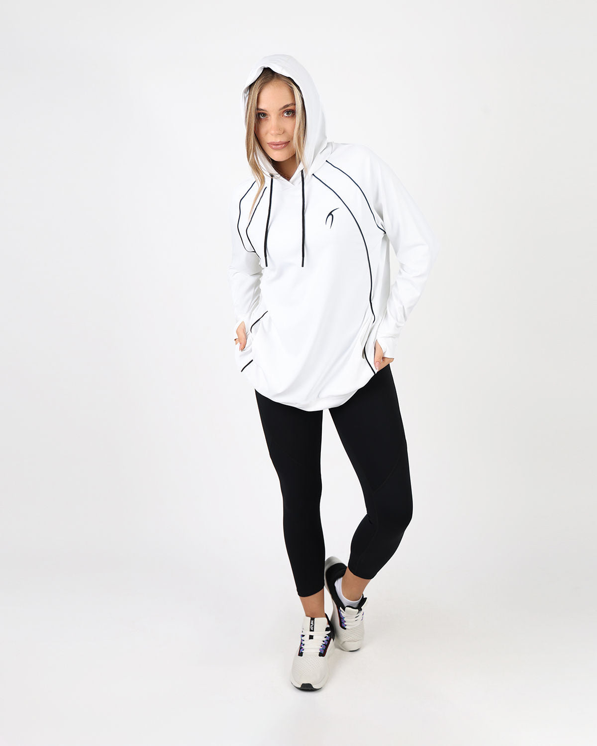 Long-Sleeve Training White Hoodie-Atum -79966261