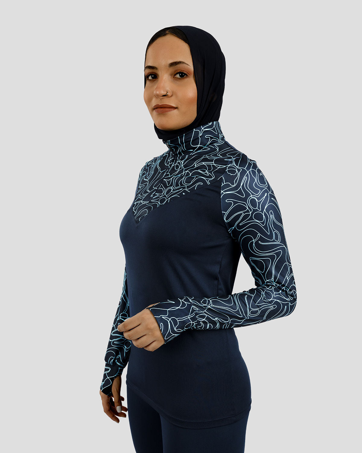 High-Neck Limitless Navy Top-Atum -48084111
