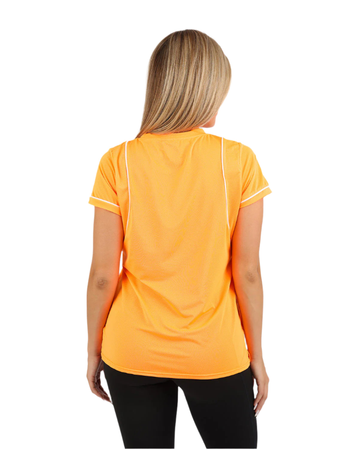 Short-Sleeve Breathable Orange Mesh Top-Atum -87410651