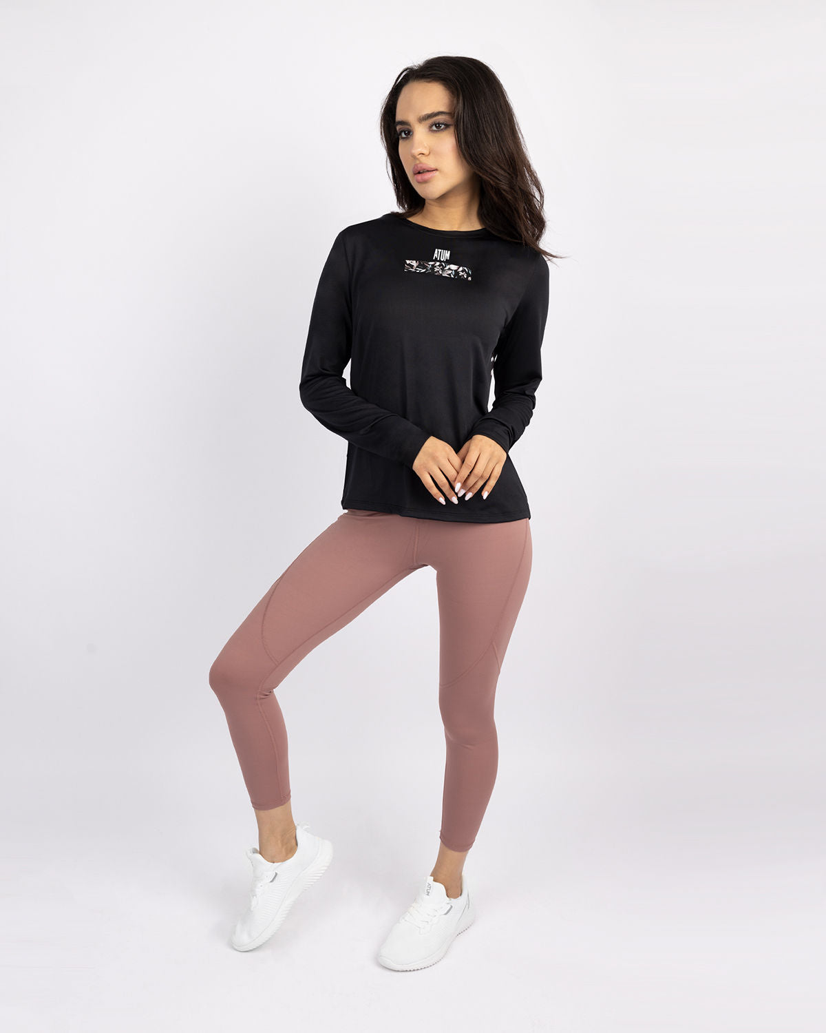 Crew Neck Women's Black T-Shirt-Atum -70191874