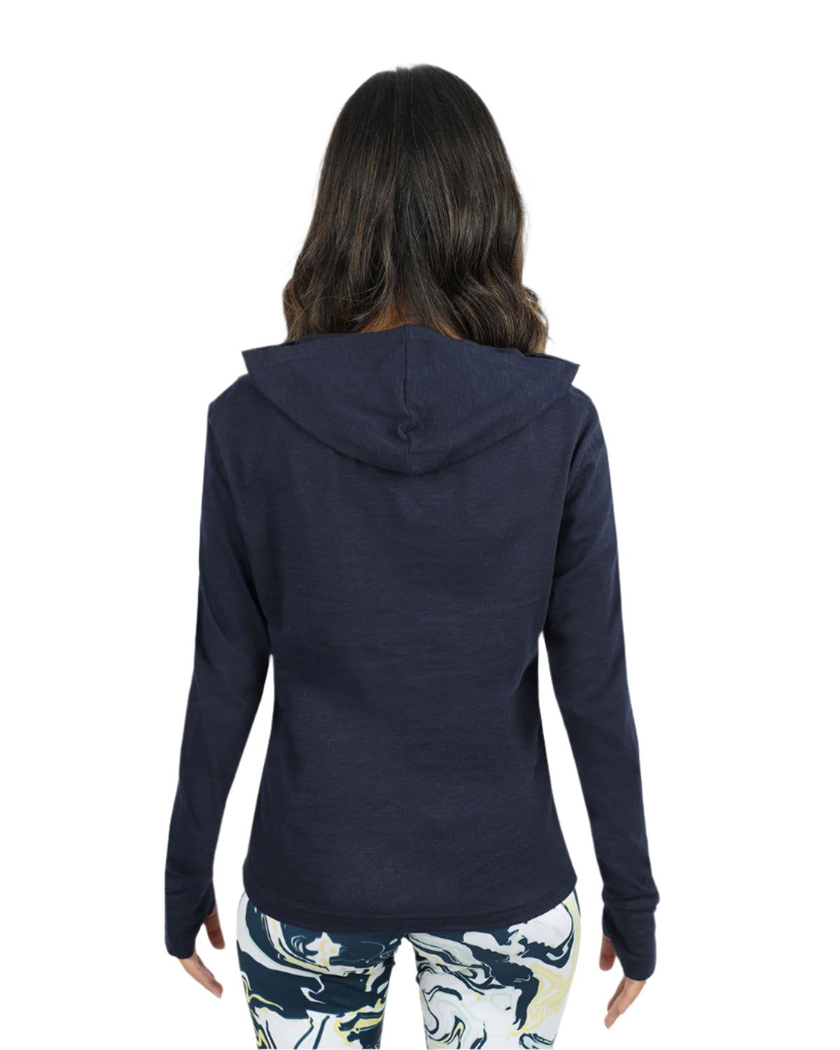 Women's Hooded Navy T-Shirt-Atum -10113163