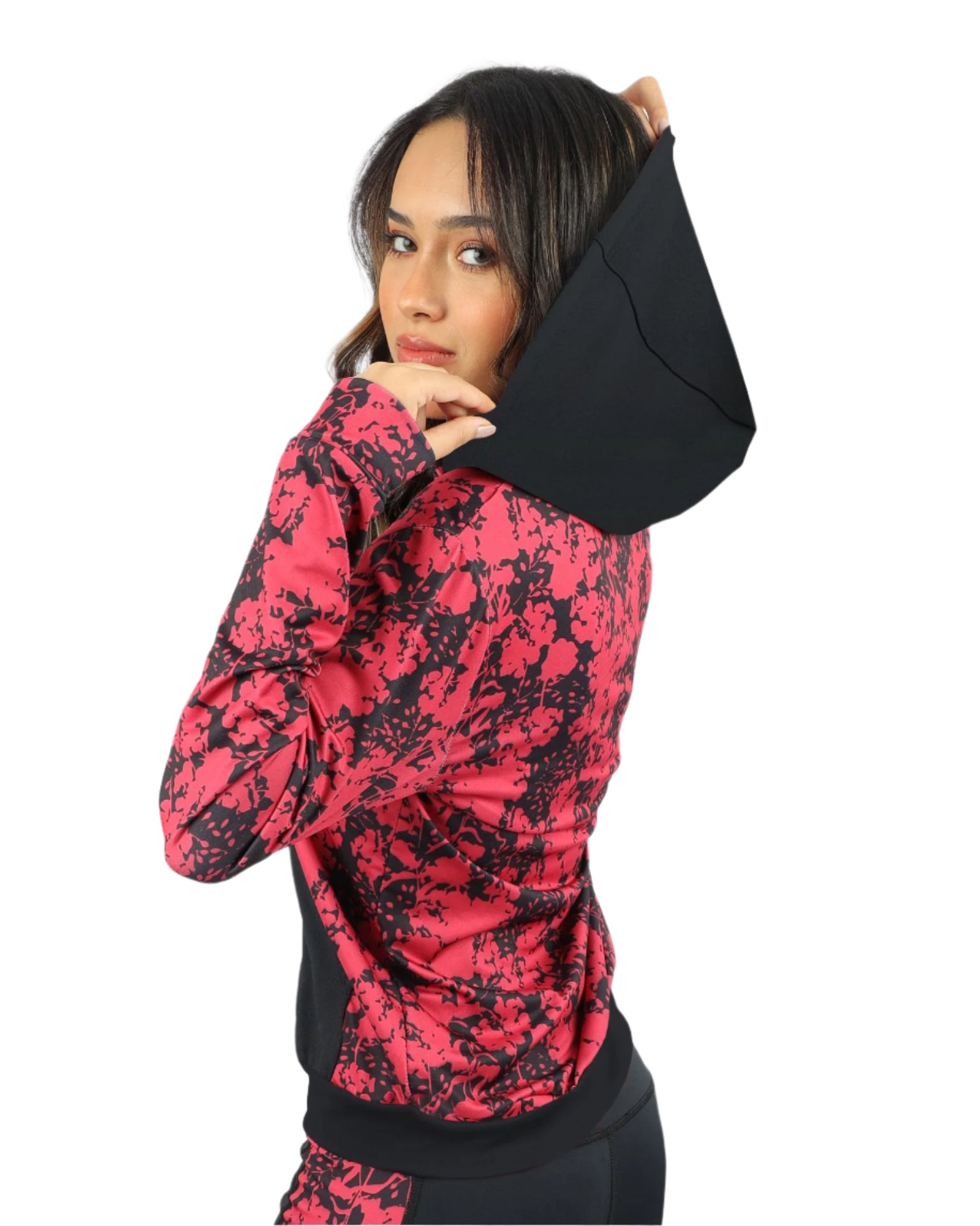 Long Sleeves Women's Black Hoodie-Atum -27816344