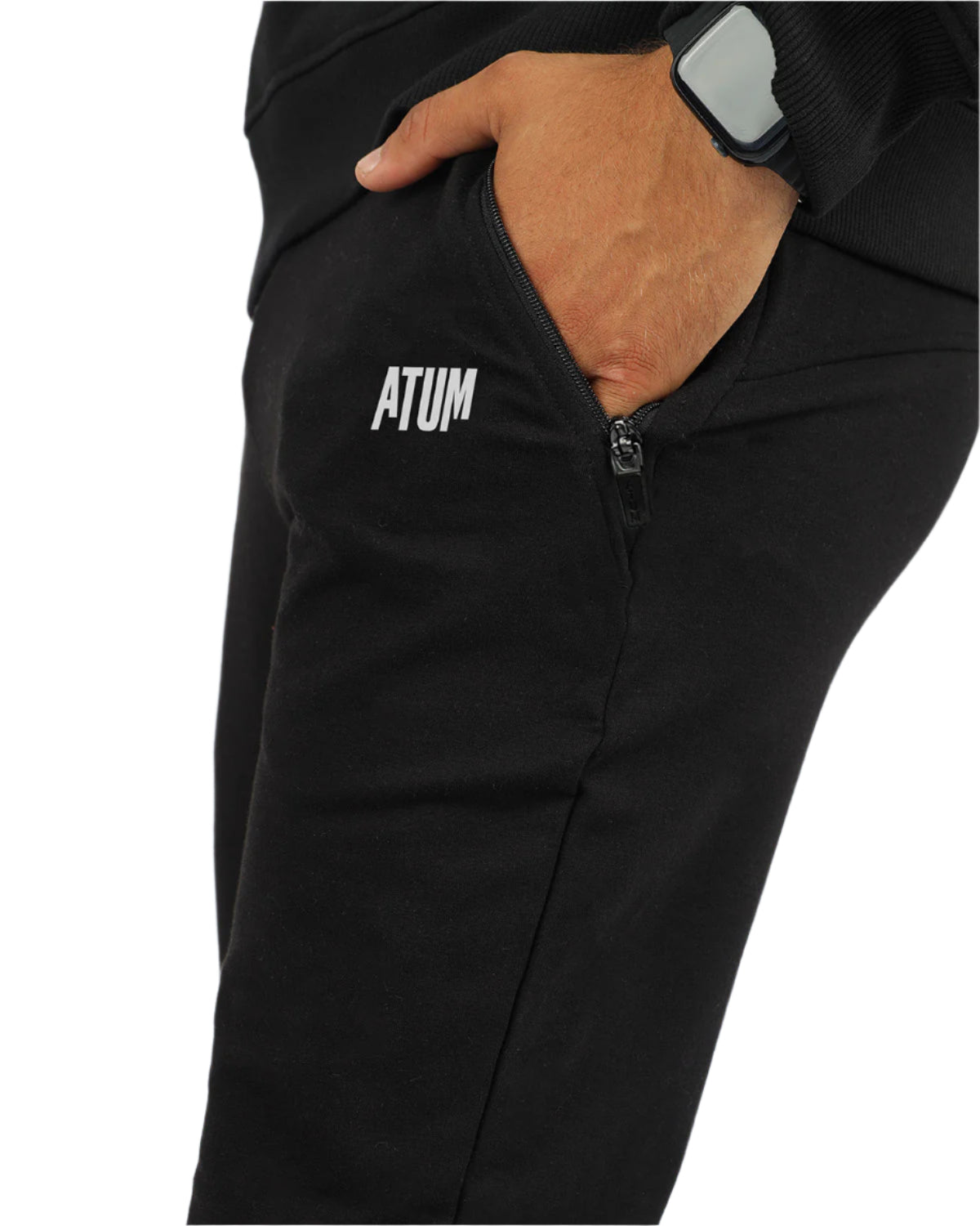 Men's Essential Black Jogger Pants-Atum -44383270
