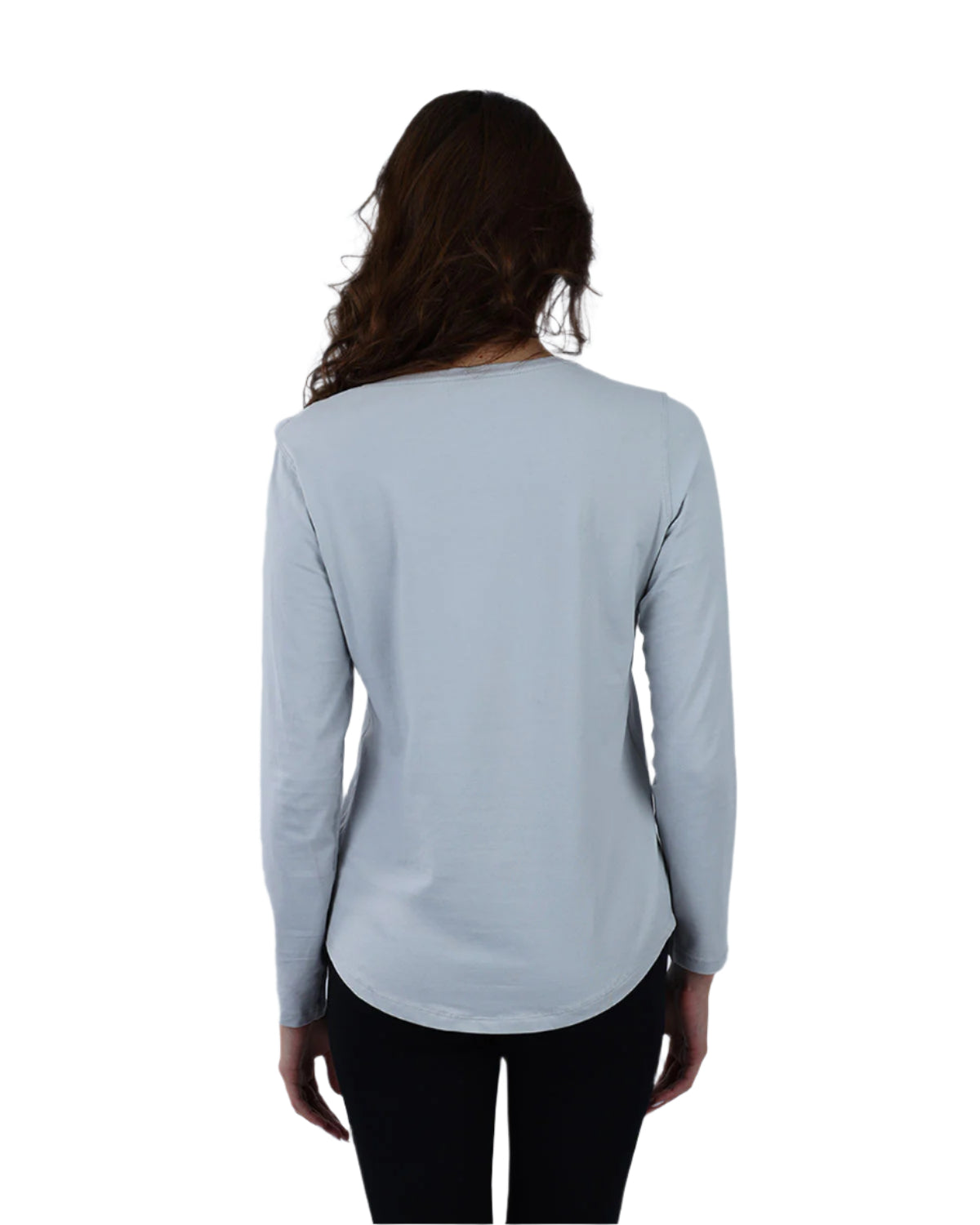Basic Long Sleeve Gray T-Shirt-Atum -73284805