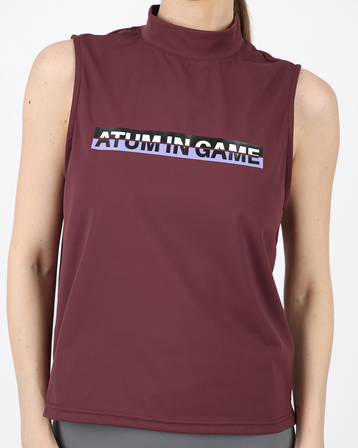 Sleeveless Training Burgundy Tank Top-Atum -30158001