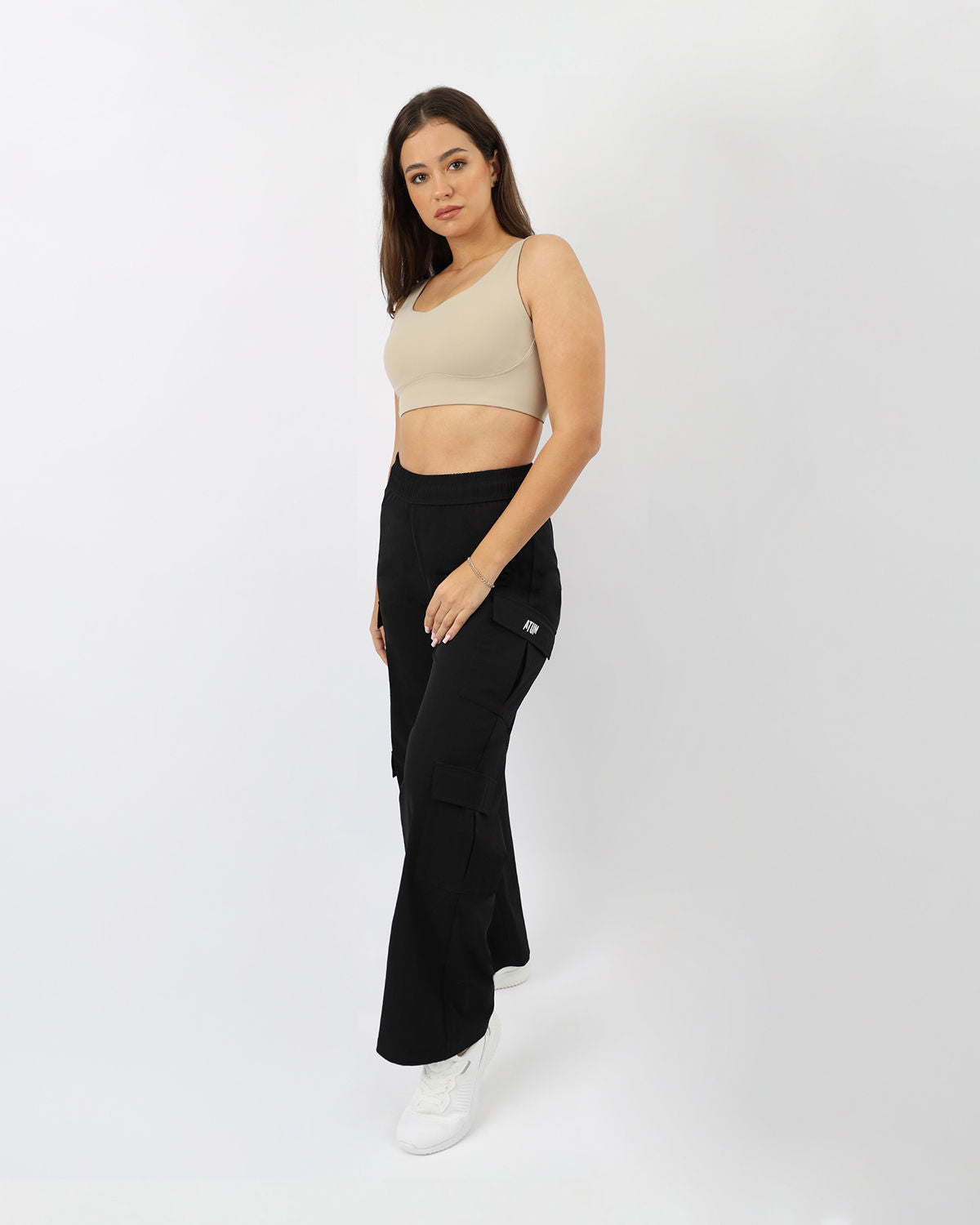Women's Cargo Black Pants-Atum -39802032