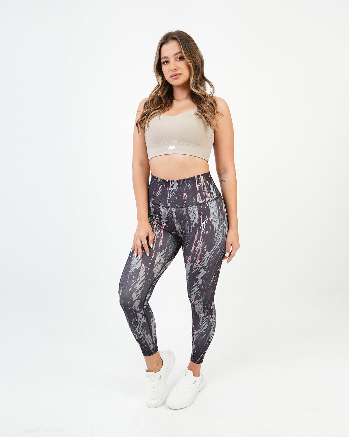Marble Printed Gray Leggings-Atum -52898300