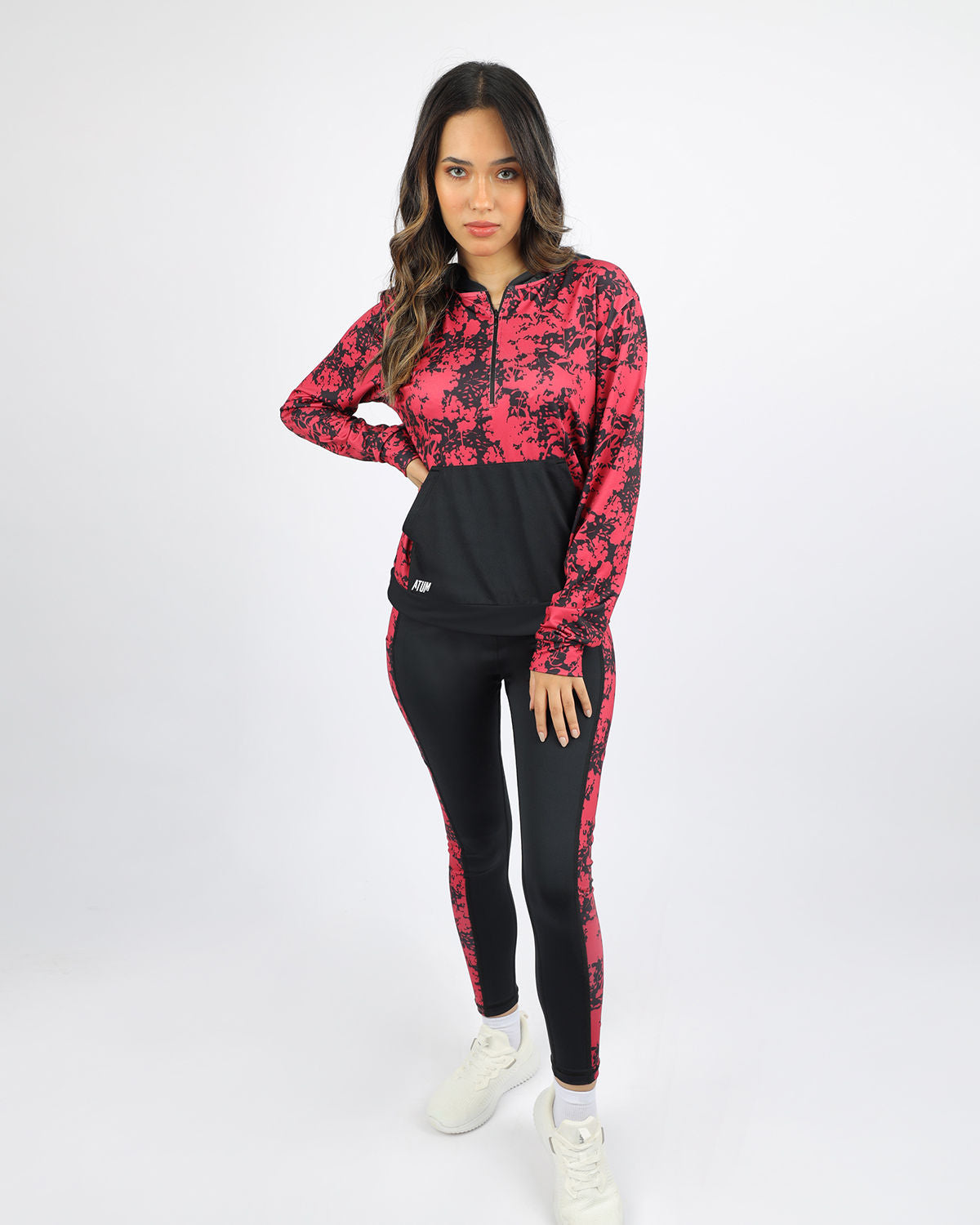 Printed Panel Black Leggings-Atum -23280758