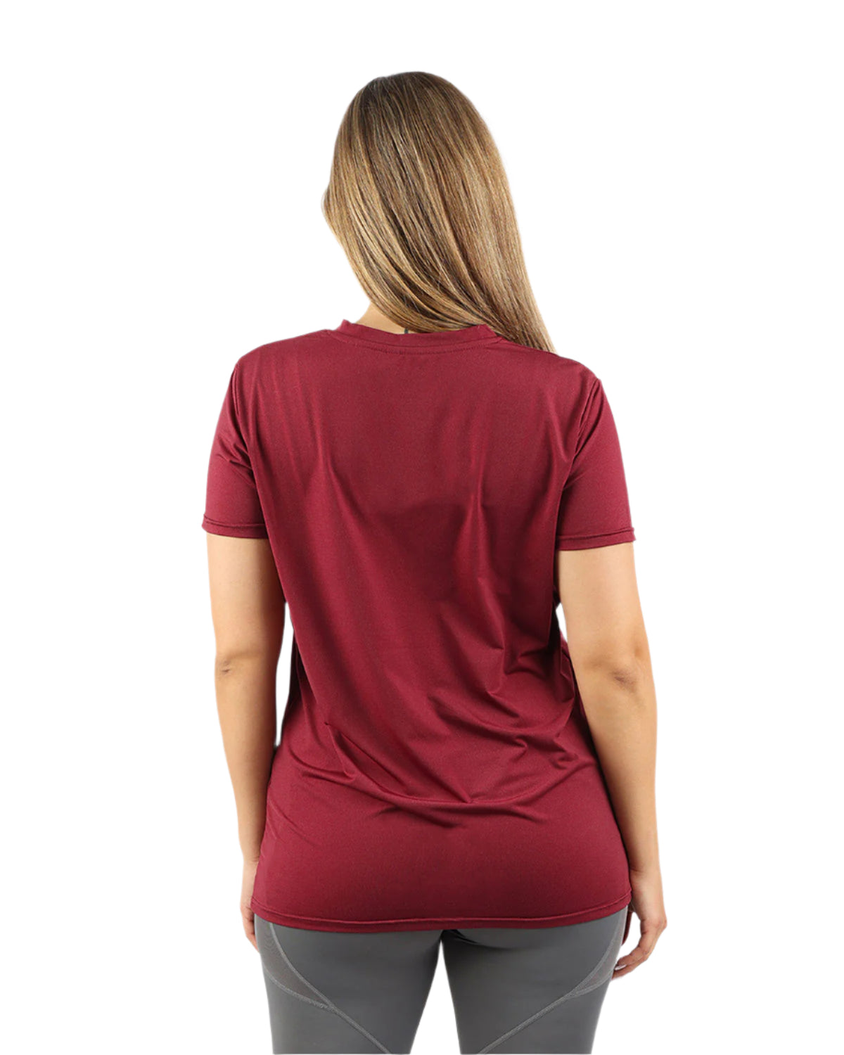 V Neck Training Burgundy Top-Atum -57261323