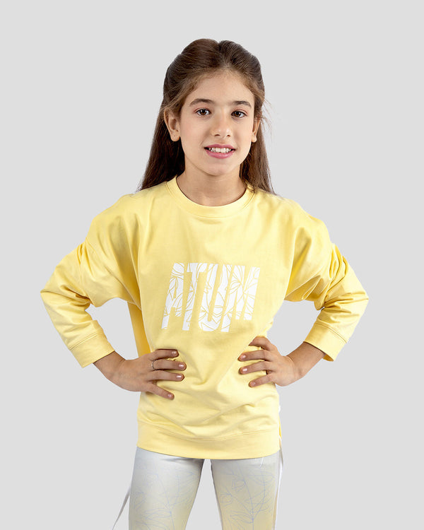 Girls Cropped Yellow Sweatshirt-Atum -63179375