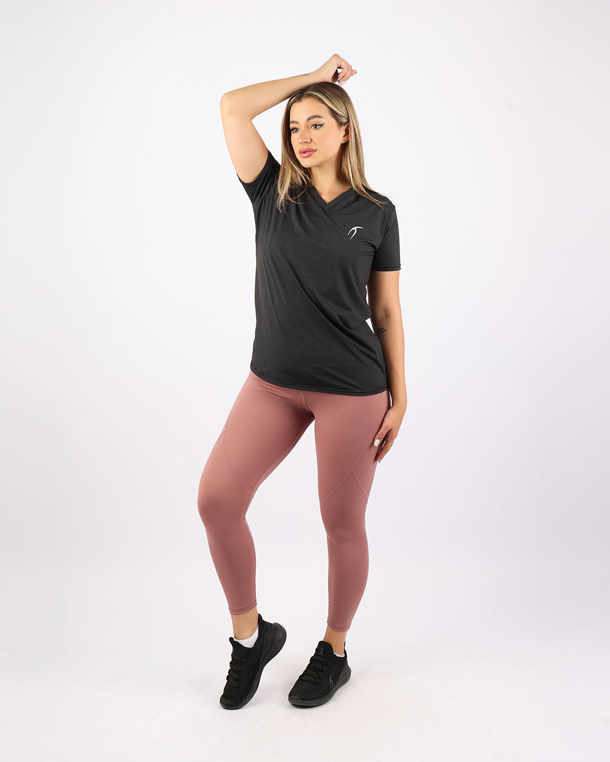 V Neck Training Black Top-Atum -70332952