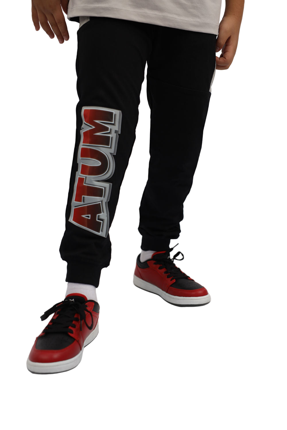 Boy's Basic Black Sweatpants-Atum -97247233