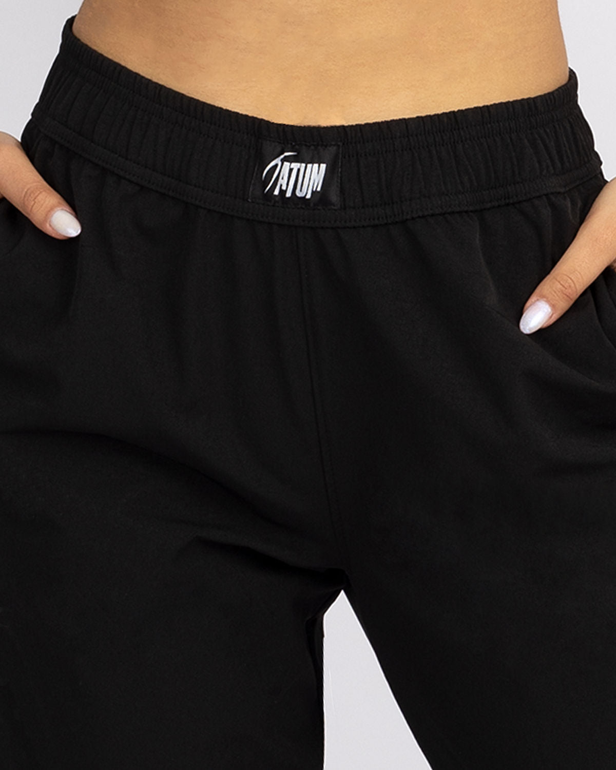 Slit Zipper Black Women's Pants-Atum -60889919