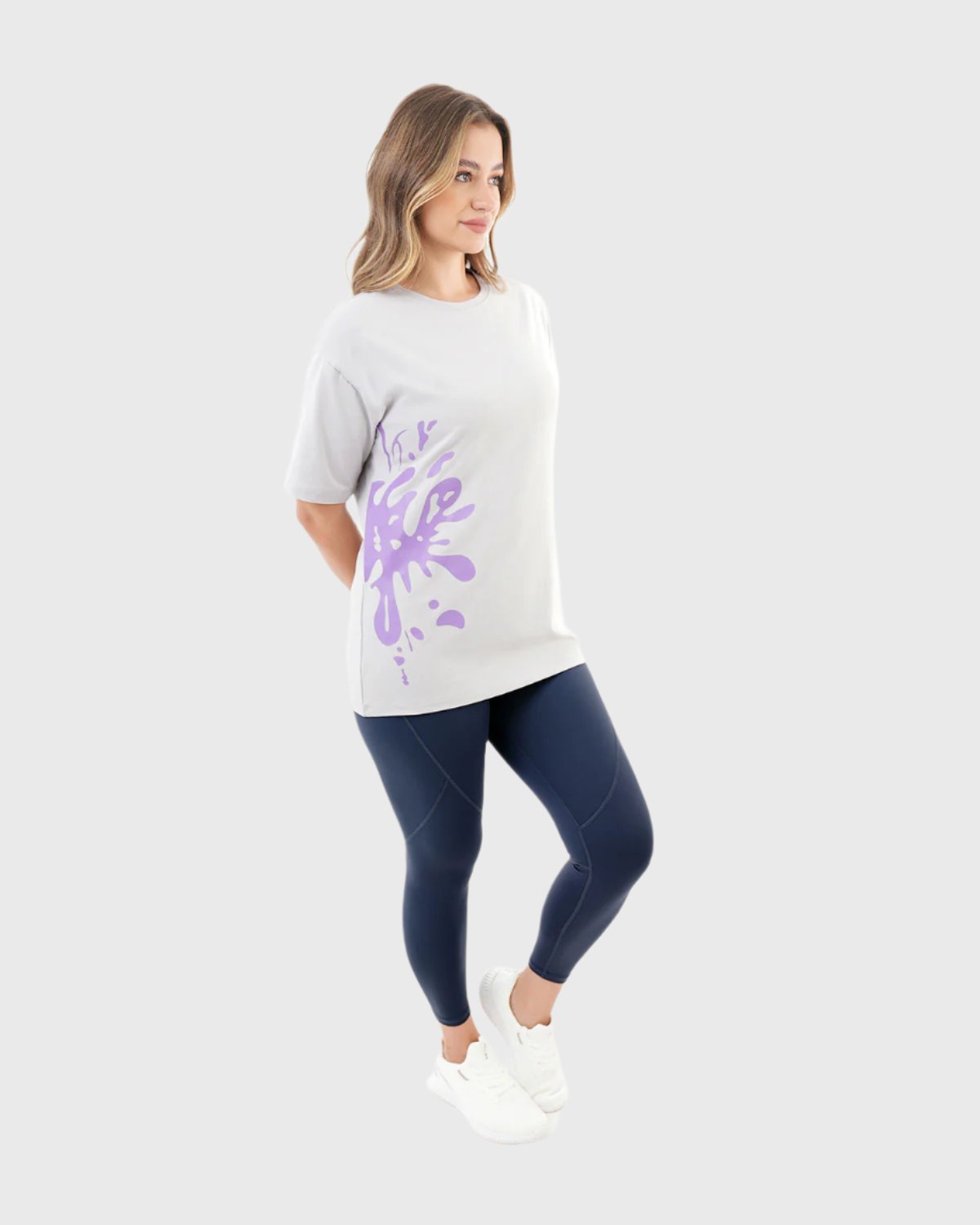 Oversized Splash Gray T-Shirt-Atum -44201911