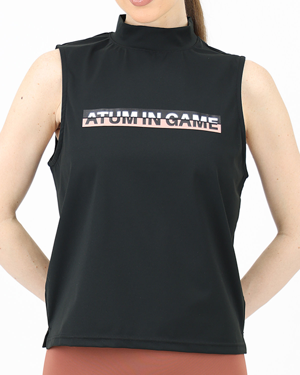 Sleeveless Training Black Tank Top-Atum -29613695