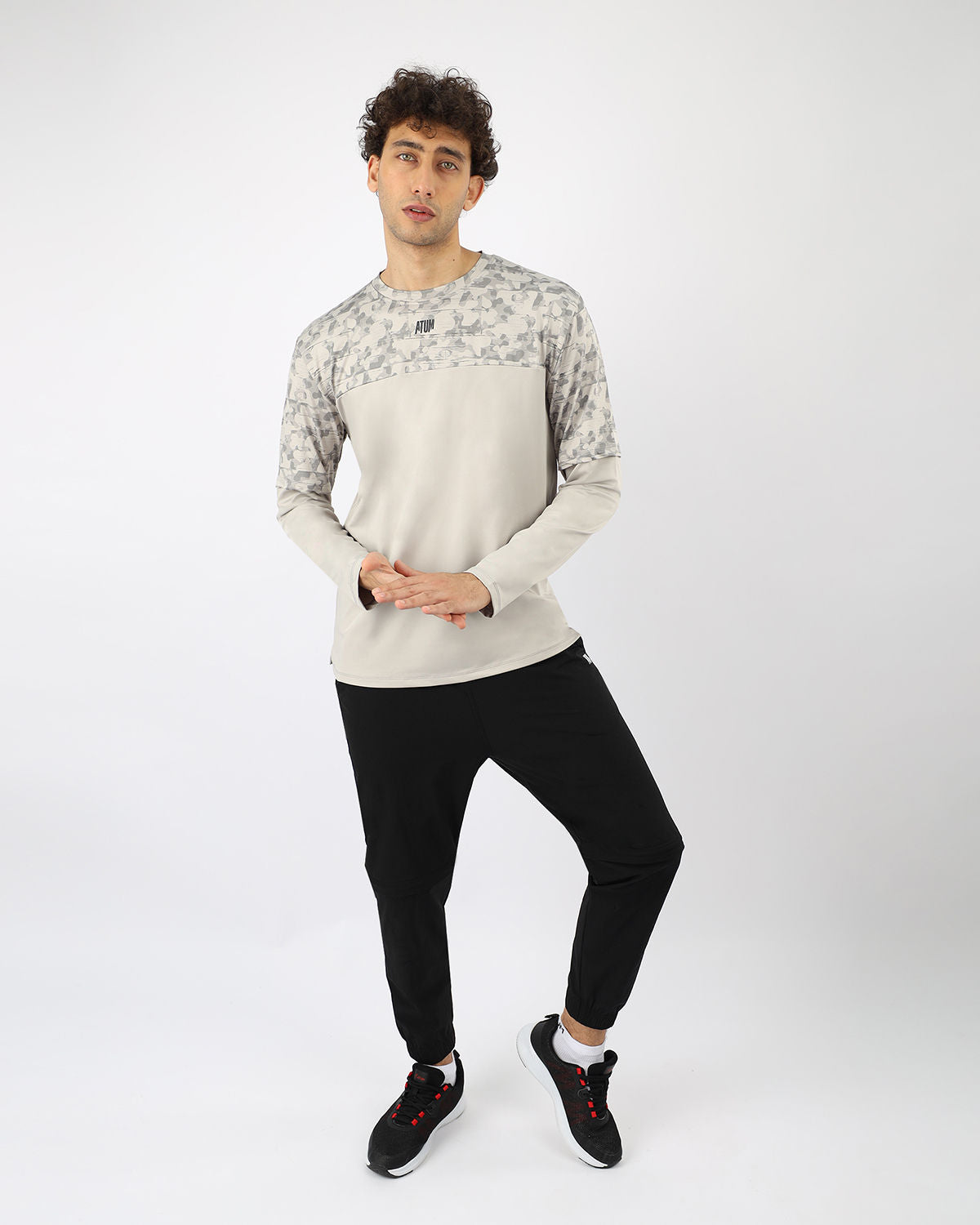Men's Fitness Light Gray Top-Atum -23129169