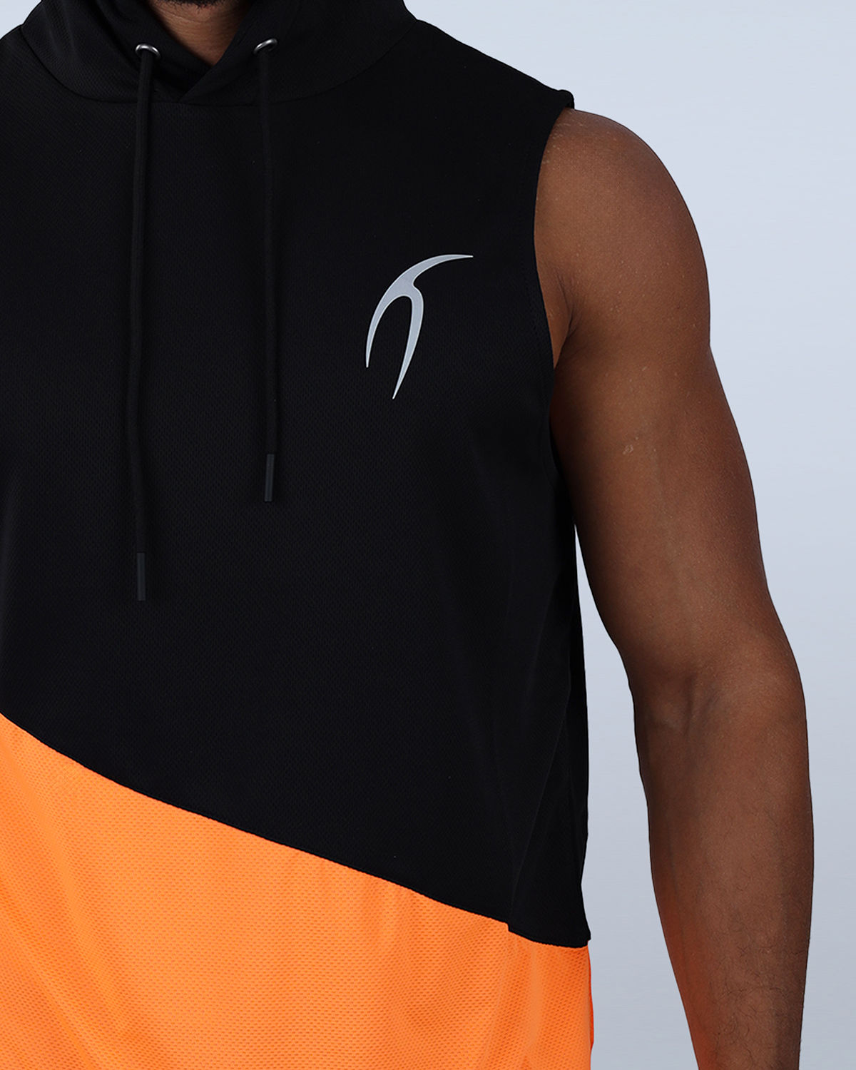 Sleeveless Breathable Orange Hoodie-Atum -18337534